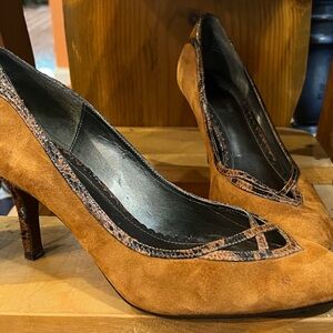 Naturalizer Brown Suede/Leather Snakeskin High Heels Shoes- Womens Sz 8.5